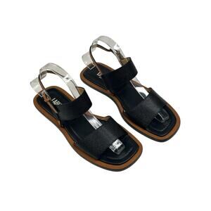 LABUCQ Charlie Black Lizard Embossed Leather Slingback Sandal Size US 7.5/8 $310